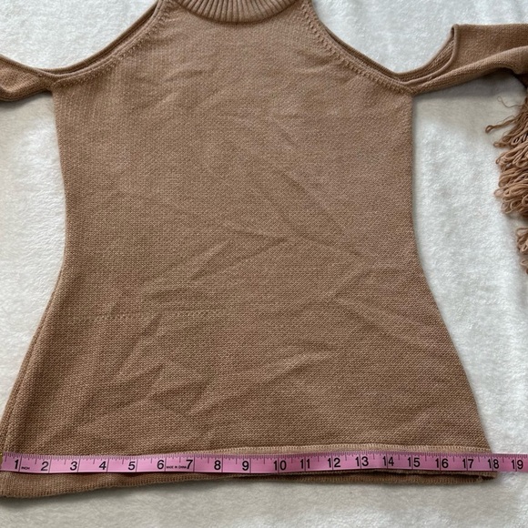 Jonathan Simkhai Loopy Yarn Cold Shoulder Pullover Tan  Turtleneck Sweater - Picture 4 of 16
